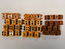 NEW 12 pieces Mah Jong Tile Bracelets Lucky Vintage Assorted Stretch Yellow