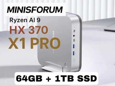 MINISFORUM AI X1 Pro-370 Mini PC Ryzen AI 9, 64GB RAM, 1TB SSD, Radeon 890M