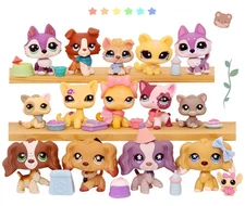 Random 5Pcs lps Toy Great Dane Dog Collie Shorthair Cat New Accessories Collect