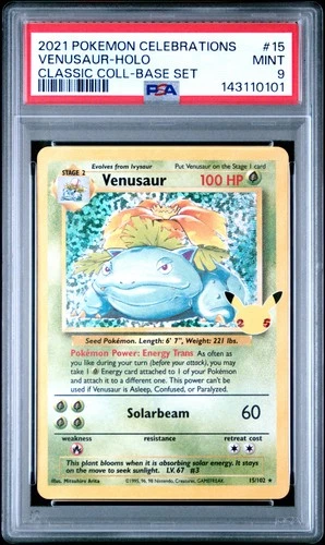 2021 POKEMON CELEBRATIONS CLASSIC COLL #15 VENUSAUR-HOLO PSA 9