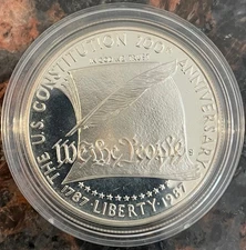 1987-S United States Constitution - Commemorative Silver Dollar - Proof Coin