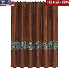 Rustic Western Shower Curtain 72x72 Durable Fabric 12 Hooks Lodge Style New