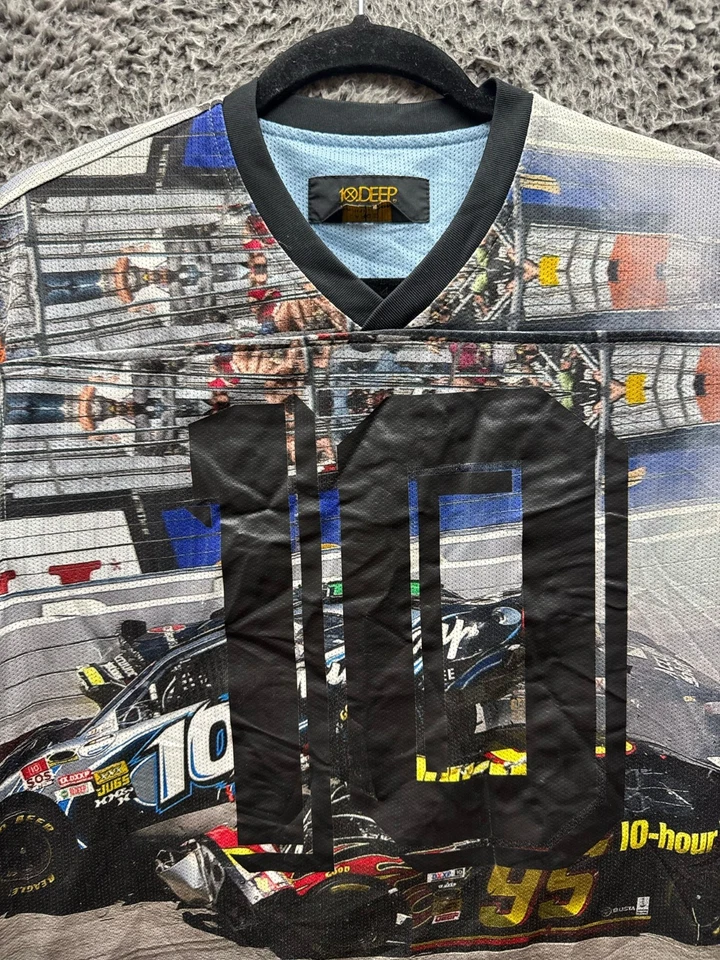 Camiseta de malla de manga corta con estampado integral de 10 Nascar profundo multicolor para hombre talla L Foto 3 de 4