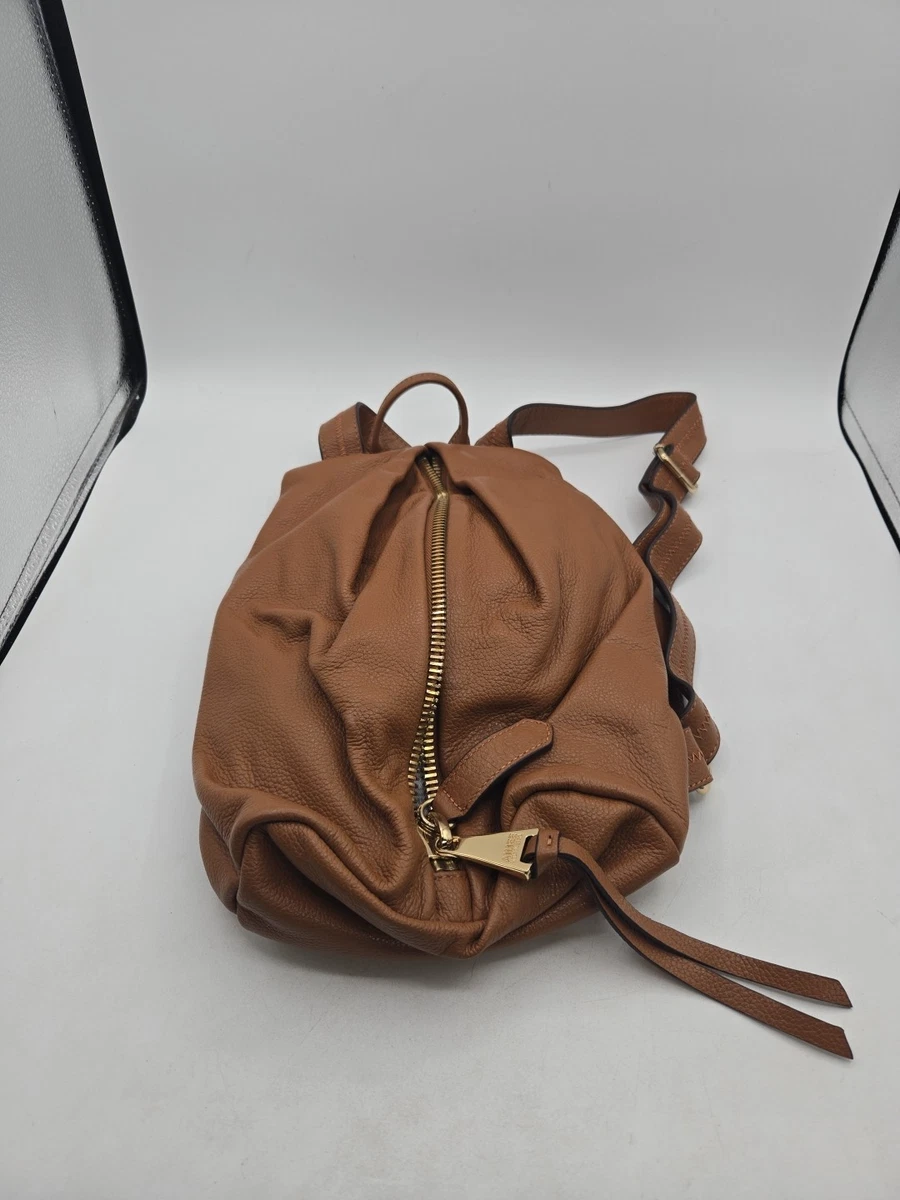Aimee Kestenberg Tan 100% Leather Backpack Bag Purse Minimalist Classic Minimal Chestnut All For Love Convertible Backpack Designer Leather  main image 4
