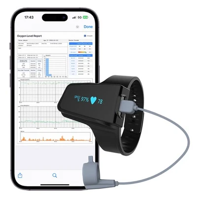 Wellue O2 Max Wrist Finger Pulse Oximeter 72h Sleep SpO2 HR Monitor + PC Report