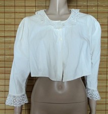 WEISSE BLUSE - LEIBCHEN - SPITZE - COTTON/LEINEN - ANTIK - GR. S - M
