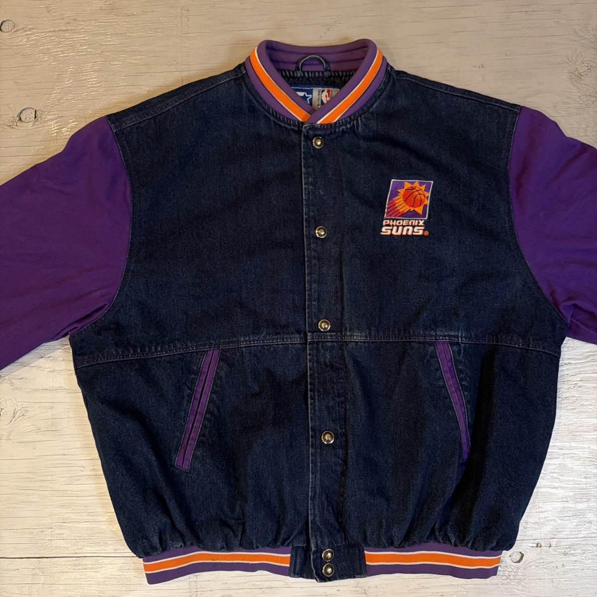 RARE Vintage 90s NBA Starter Phoenix Suns Denim Basketball Jacket