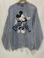 Vintage Mickey Mouse Disneyland Acid Blue Wash Sweatshirt Made In The US