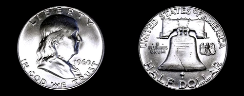 1960-P GEM-BU++++ LOWEST 60S MINTAGE (KEY) 50C FRANKLIN HALF DOLLAR (FBL) MS++++