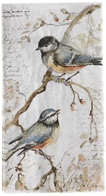 Boston Intl IHR Guest Napkins, 3-Ply Paper, 16-Count, Happy Little Titmice