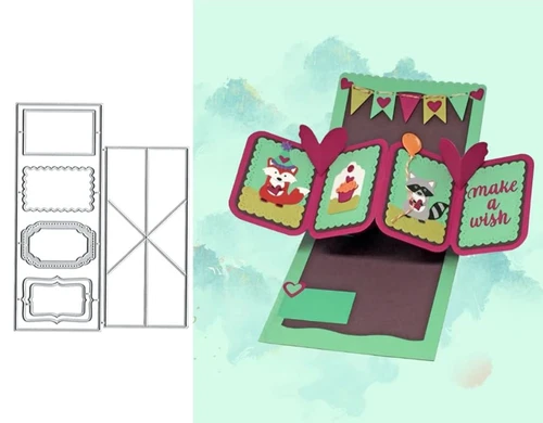 Rectangle Exploding Box Render Dies for Card Making Stencils Metal Cutting Dies