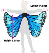 Kids Monarch Butterfly Cape Wings, Blue, One Size