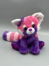 Wild Republic Red Panda Raccoon Plush 10” Pink Purple Bow Glitter Eyes