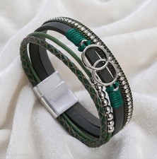FANCY SHINY Boho Leather Wrap Bracelet Stacked Infinity Cuff Bracelet