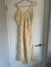 Boohoo Ivory Crochet Strappy Beach Maxi Dress Size M – BNWT