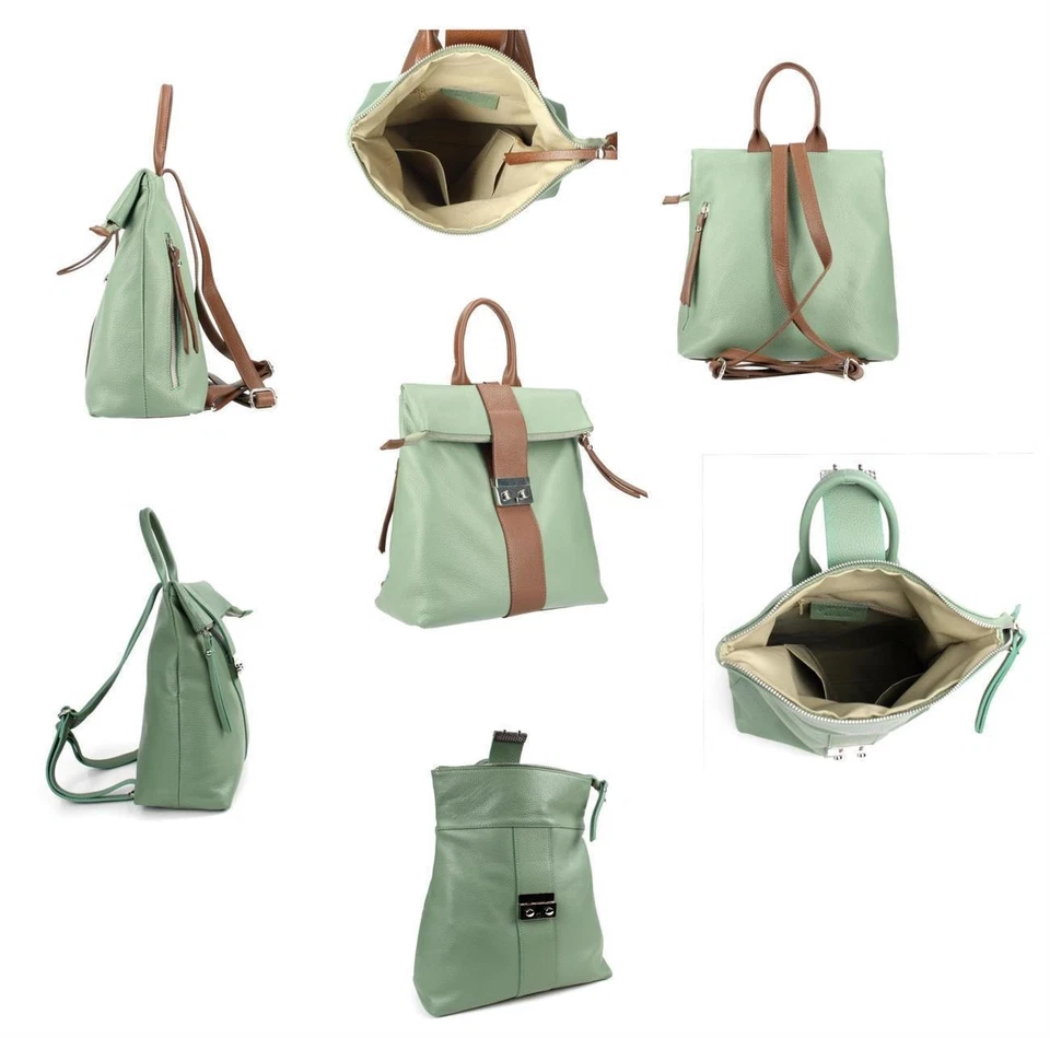 ITALy DAMEN XL LEDER SHOPPER RUCKSACK 2in1 TASCHE Umhängetasche Schultertasche - Bild 2 von 4