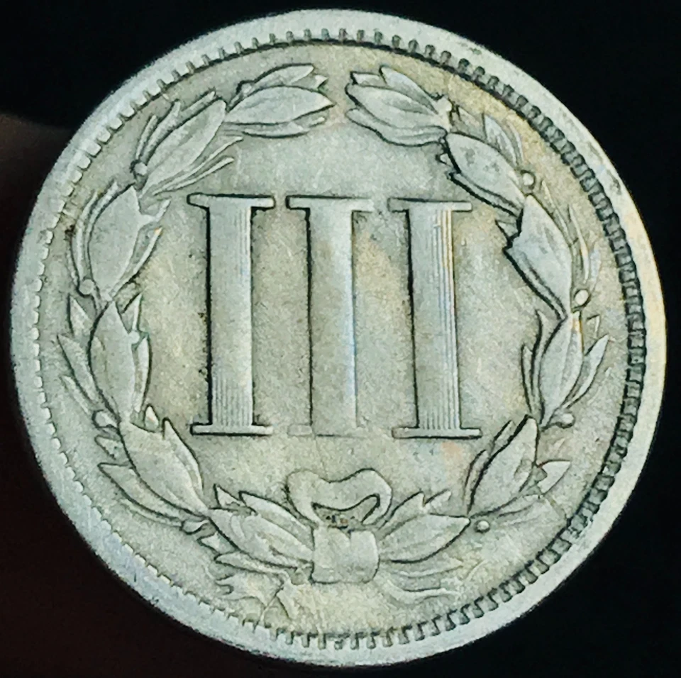 1866 Three Cent Nickel Piece 3C Ungraded Choice Civil War Era US Coin CC27820 - Image 4 of 4