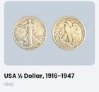 Liberty Walking 1942 Half Dollar Silver 50C Coin USA Circulated