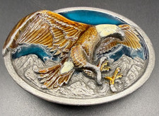 Vintage 1984 Bergamot Brass Works American Eagle Enamel Belt Buckle USA - W-146