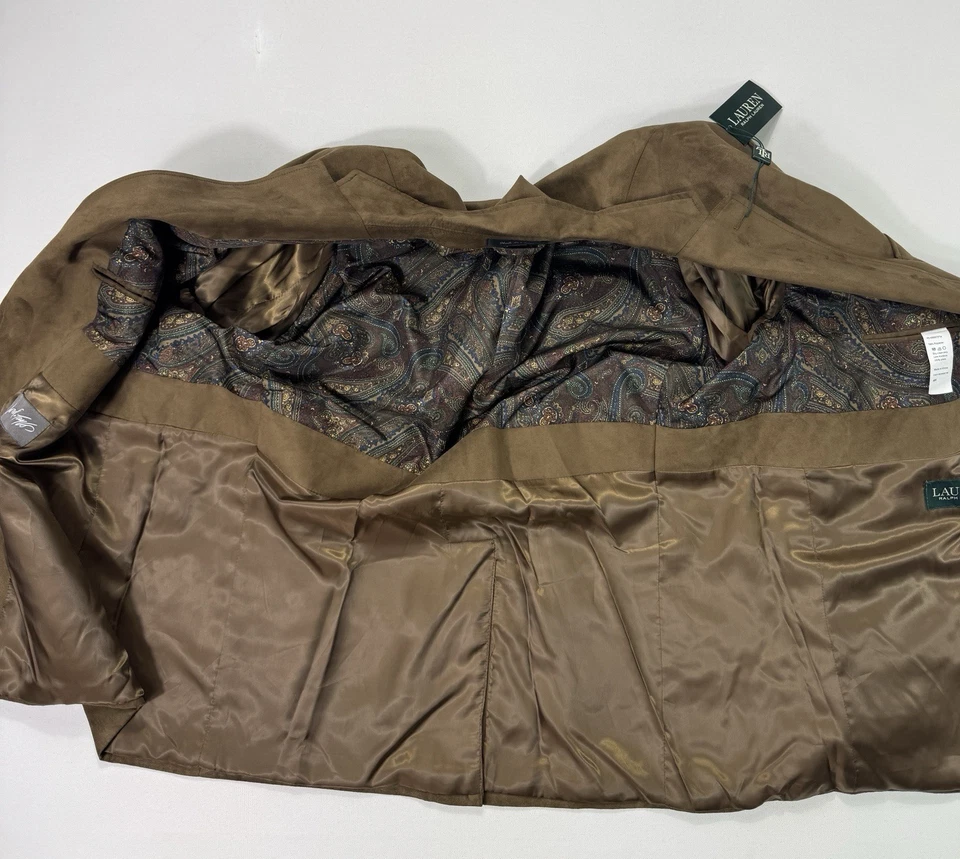 Ralph Lauren Traje Chaqueta Hombres 48R Gamuza Blazer Nuevo con Etiquetas Moderno Ciudad Carrera Lujo Foto 3 de 4