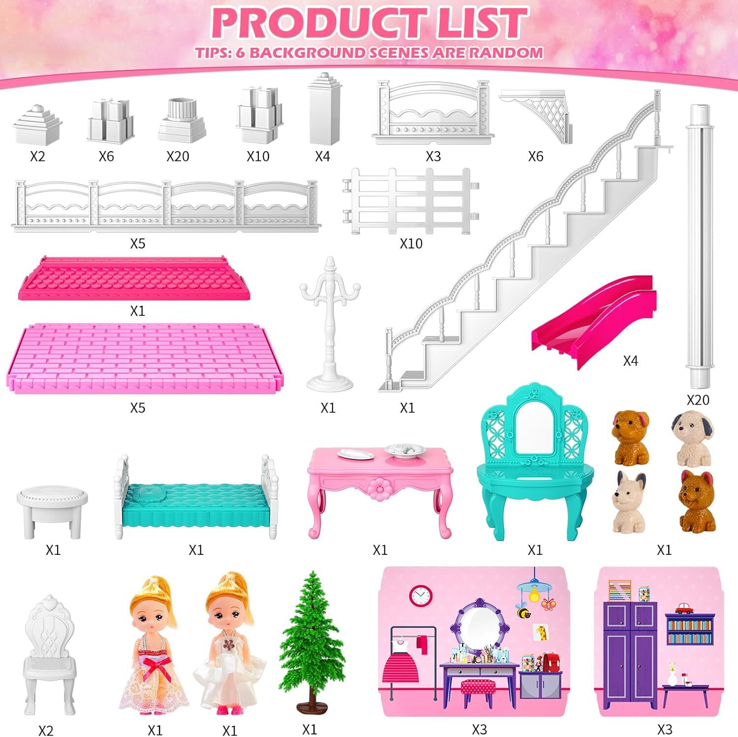 *NEW* Barbie Dreamhouse. 4-Story Rooms Doll House with Dolls Toy Figures