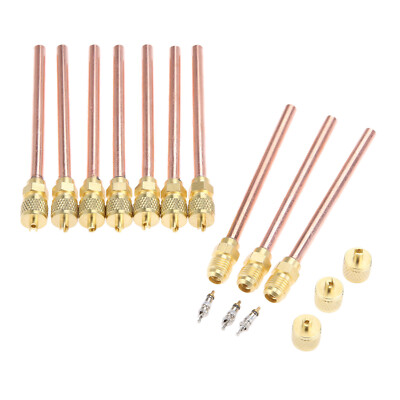 10x AC Fitting 1/4'' SAEx1/4'' OD x 4'' A/C Stem Cores Access/Service Valves Copper