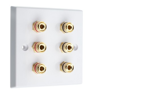 Audio Speaker 3.0 AV Wall Face Plate 6 Terminal Binding Posts for Banana Plugs - Picture 3 of 18