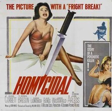 HOMICIDAL Movie POSTER 30x30 Glenn Corbett Patricia Breslin Alan Bunce James