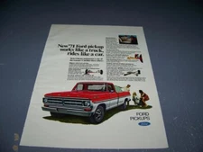 1971 FORD PICKUP (RED/WHITE)  "RIDES LIKE A CAR"..1-PAGE SALES AD. (256W)