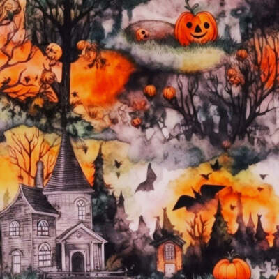 Spooky Haunted Houses Super SOFT Leggings OS TC Plus Fall Autumn Pumpkin Hallowe