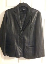 Womens Leather Mixit Jacket Sz 10 Linned Black 2 Pockets Rp $220 Now 60% Off