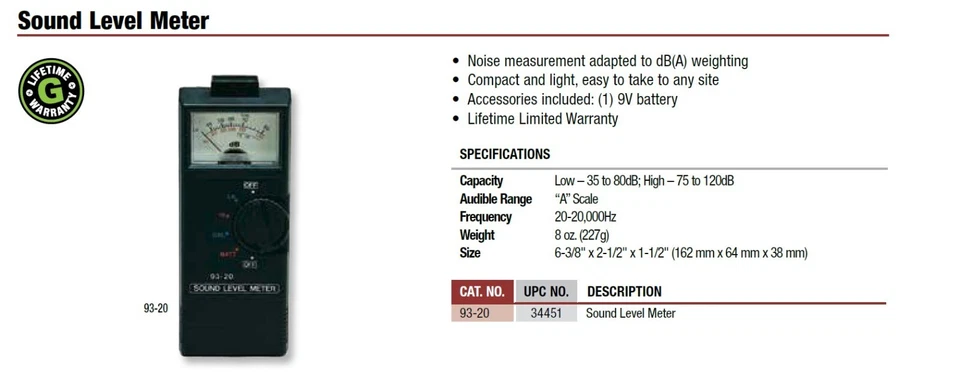 Greenlee 93-20 Sound Level Meter - Image 2 of 4