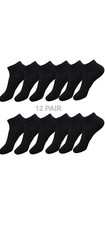 Unisex Black Ankle Socks 12pair Size 9-11