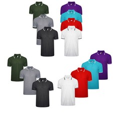 Multipack Mens Polo Shirt Short Sleeve 3,4,7 Pack Pique Plain Tipping TShirt Top