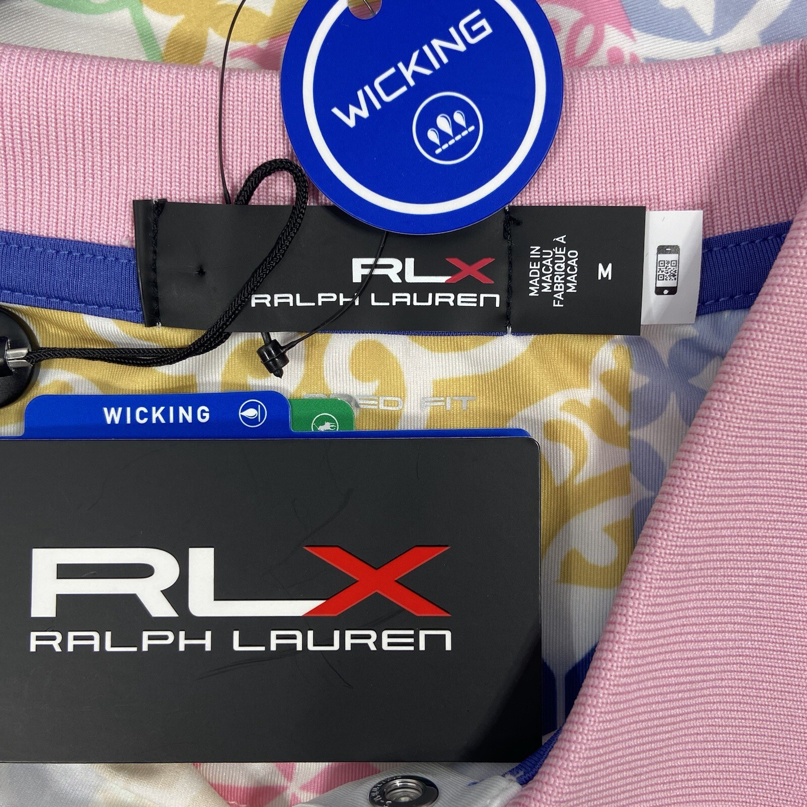 RLX Ralph Lauren Polo Shirt Women’s Medium Pink Golf Patchwork Athleisure New image 8