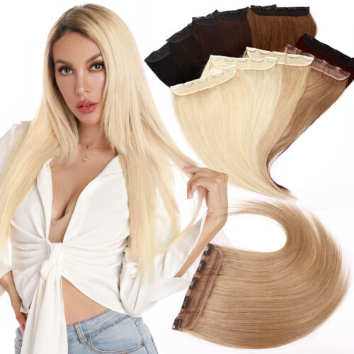 Deluxe 100% Real Remy Human Hair Clip in Extensions Full Head One Piece Weft US - Picture 1 of 19