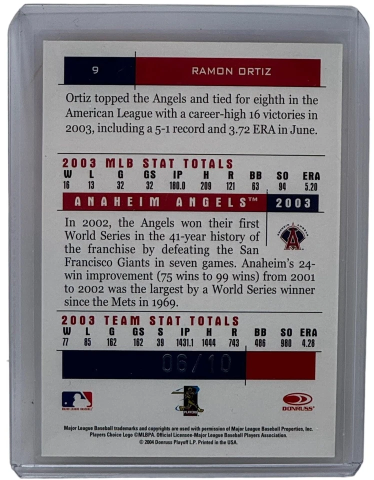 Tarjeta Paralela Dorada Enfrentamiento Ramón Ortiz 2004 Donruss Team Heroes 06/10 Ángeles #9 Foto 2 de 2