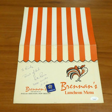 Dan Reeves Dallas Cowboys Vintage 1971 Signed Menu with JSA COA