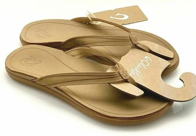 Olukai Womens âAukai Leather Flip Flop- Tan Leather | Cleary's Shoes & Boots