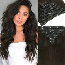 Lacer Hair Extensions Clip in Human Hair Natural Black 1B 120g 7pcs Per Set