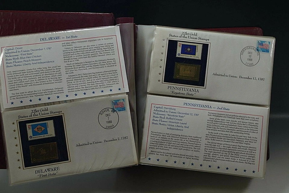 50 GOLDEN REPLICAS OF 1976 UNITED STATES FLAG STAMPS 1st DAY COVER SET 22K GOLD - Image 2 of 4