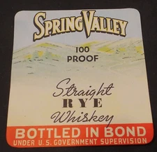 Spring Valley Rye  Whiskey Bottle Label