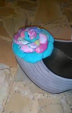 Schuhclips, rosa Echtlederclips, Handarbeit, Set 2 St&uuml;ck.