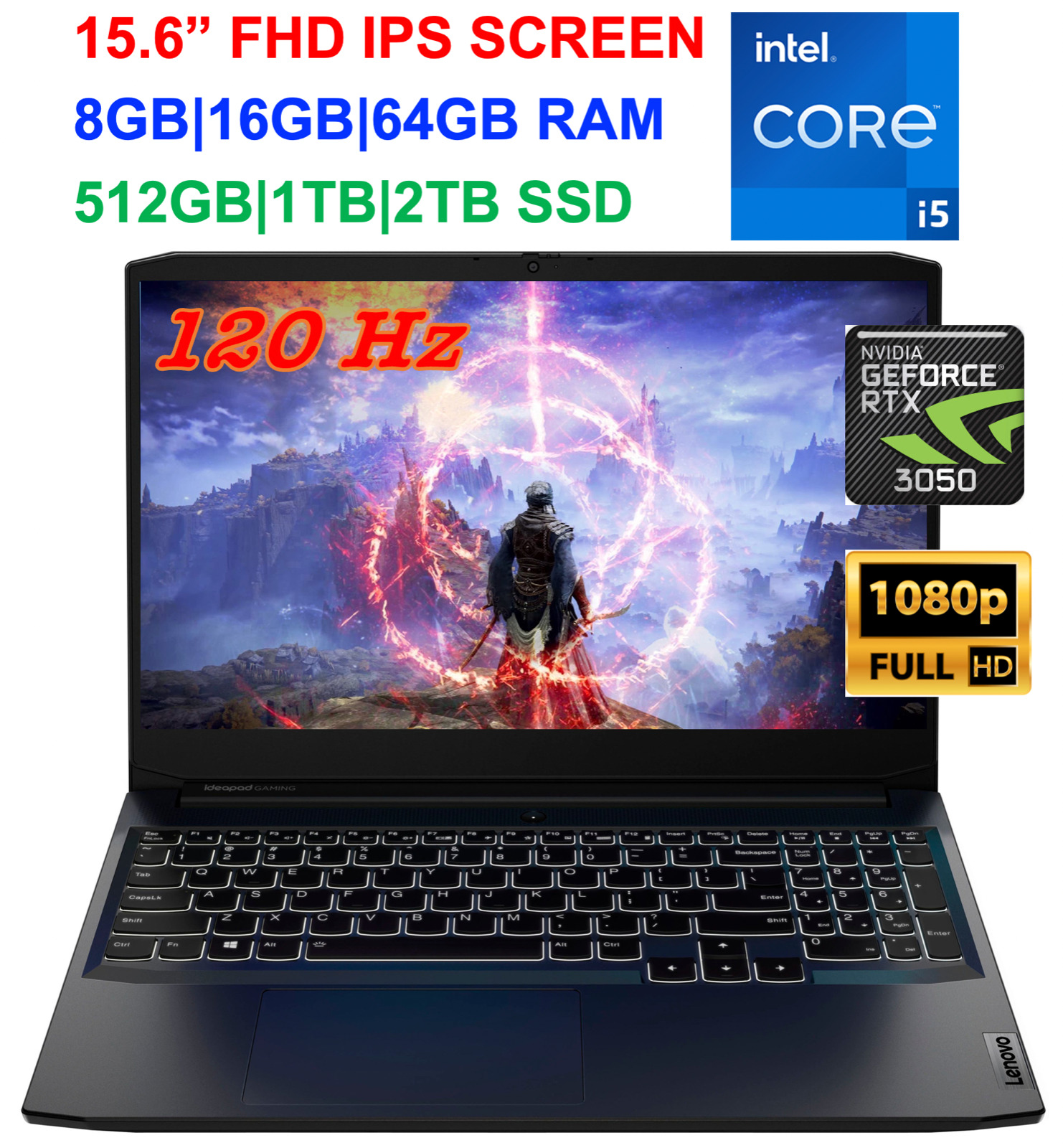 Lenovo IdeaPad Gaming 3 15.6 i5-11300H, RTX 3050, 120Hz Upto 64GB RAM & 2TB SSD. Available Now for 739.00