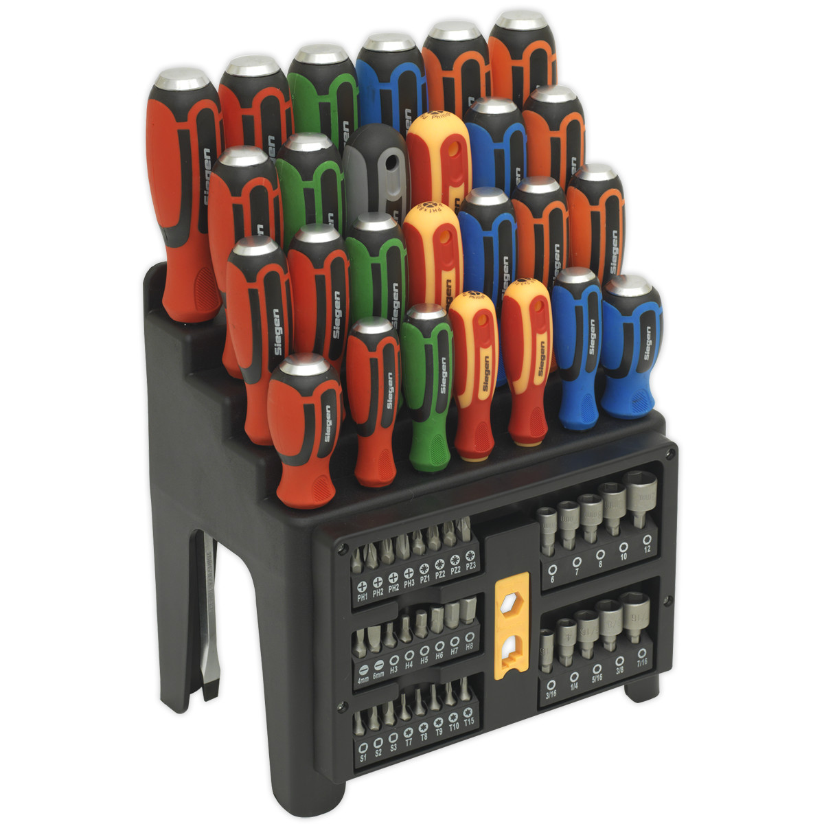Sealey Hammer-Thru Screwdriver, Bit & Nut Driver Set 61pc Garage Workshop DIY