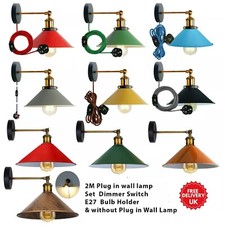 Vintage Industrial Black Wall Sconce Metallic Indoor Loft Plug in Wall Lights UK