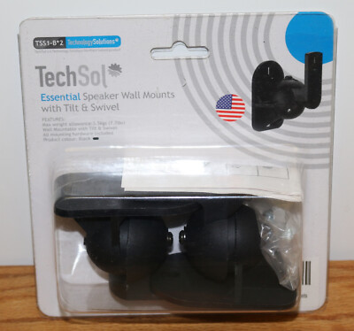 TechSol 2 Pk Black Speaker Wall Mount Brackets - TSS1-B*2 - Bose, Sony, Samsung