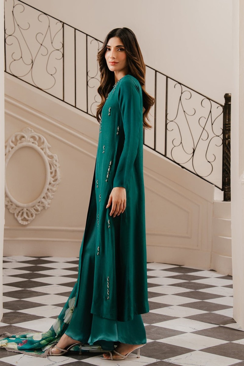 lulusar green dress New With Tags Morich Paranil Emerald Embellished Splits XL linen dresses
