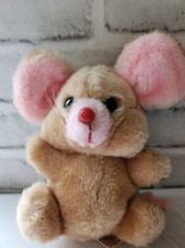 Vintage Russ Berrie Tan Mouse Pink Ears Red Nose 606 7" Made in Korea