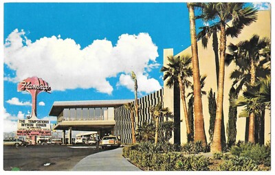 70s Flamingo Las Vegas NV Hotel Casino Postcard  Temptations Myron Cohen marquee